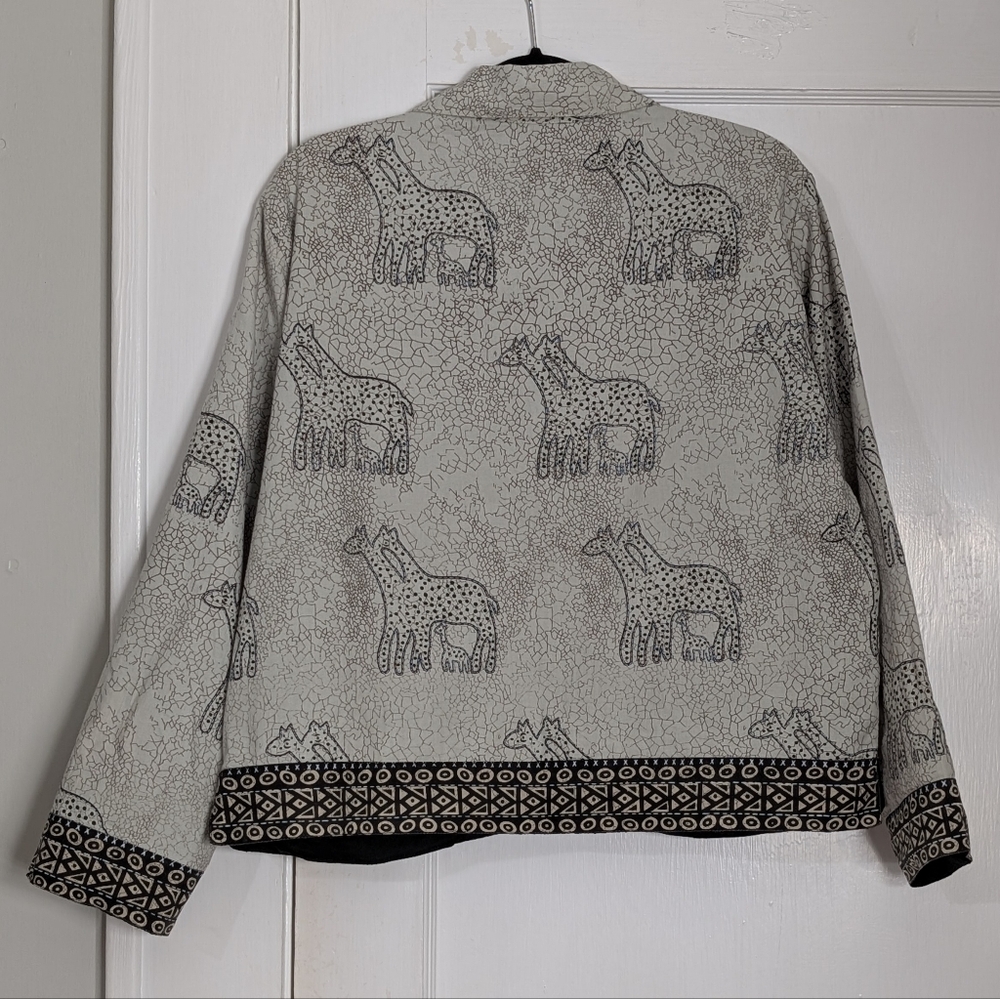 Vintage Y2K New Identity Giraffe Print Cotton Jacket – Wood Toggles Size M/L - Picture 3 of 5
